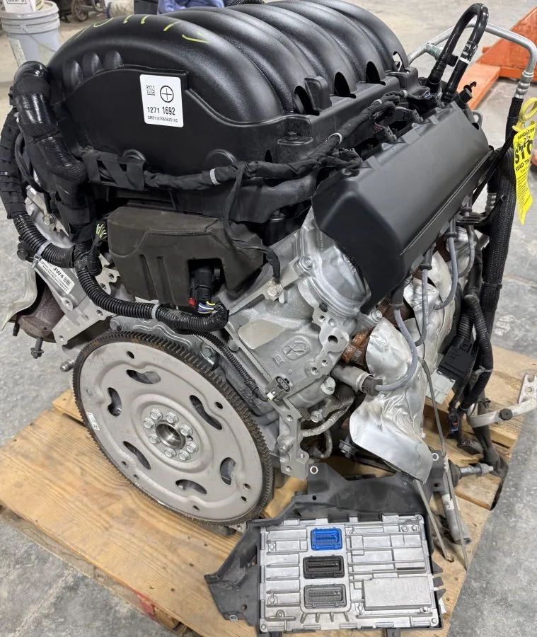 Pulled engine with wiring harness and ECM on a pallet
